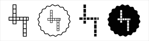 Colección de conjuntos de símbolos de iconas de palabras cruzadas Conjunto de signos vectoriales simples de palabras cruzadas
