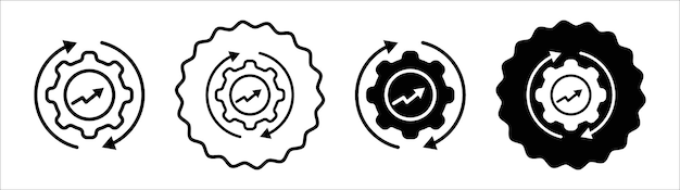Colección de conjuntos de símbolos de íconos de aumento de la productividad Conjunto de signos vectoriales simples de aumento de La productividad
