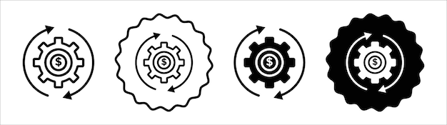 Colección de conjuntos de símbolos de iconos de optimización de costos Colección de signos de vectores de optimización simple de costos