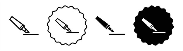 Colección de conjuntos de símbolos de iconos de resaltador Conjunto de signos de vectores de resaltadores simples