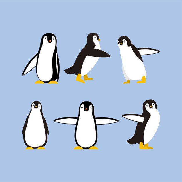 Colección de conjuntos de vectores planos simples y lindos de Penguin