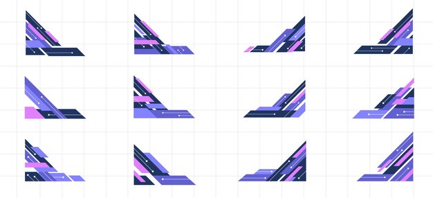 Colección de conjuntos vectoriales de formas abstractas geométricas futuristas de borde y esquina