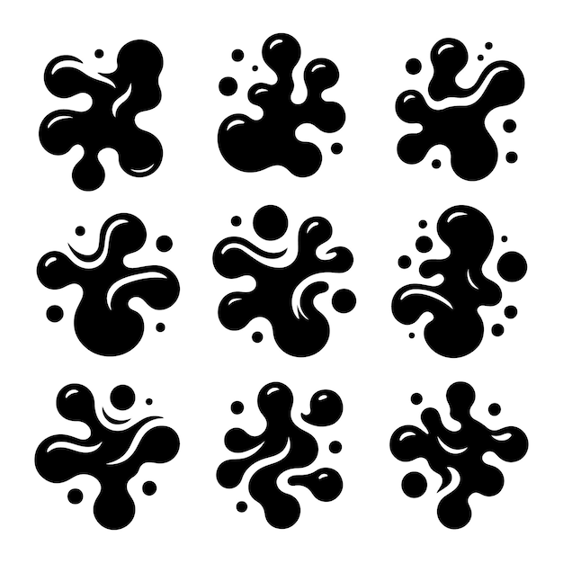 Colección de conjuntos vectoriales de formas de manchas dibujadas a mano