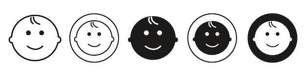 Colección de conjuntos vectoriales de iconos de bebés para la web