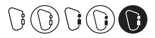 Colección de conjuntos vectoriales de iconos de carabiner para la web