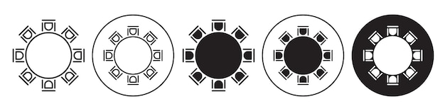 Colección de conjuntos vectoriales de iconos de mesa redonda para la web