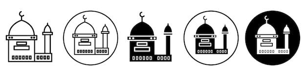 Colección de conjuntos vectoriales de iconos de mezquitas islámicas para la web