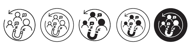 Colección de conjuntos vectoriales de iconos de participación del usuario para la web