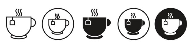 Colección de conjuntos vectoriales de iconos de taza de té para la web