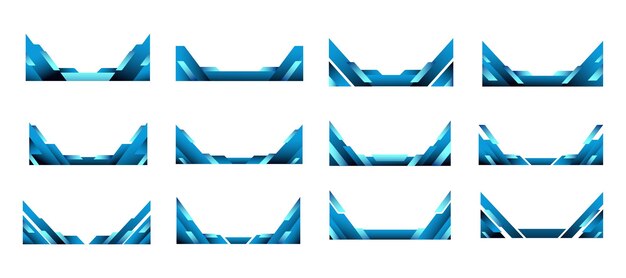 Colección de conjuntos vectoriales de marcos de borde y esquina de forma geométrica abstracta azul
