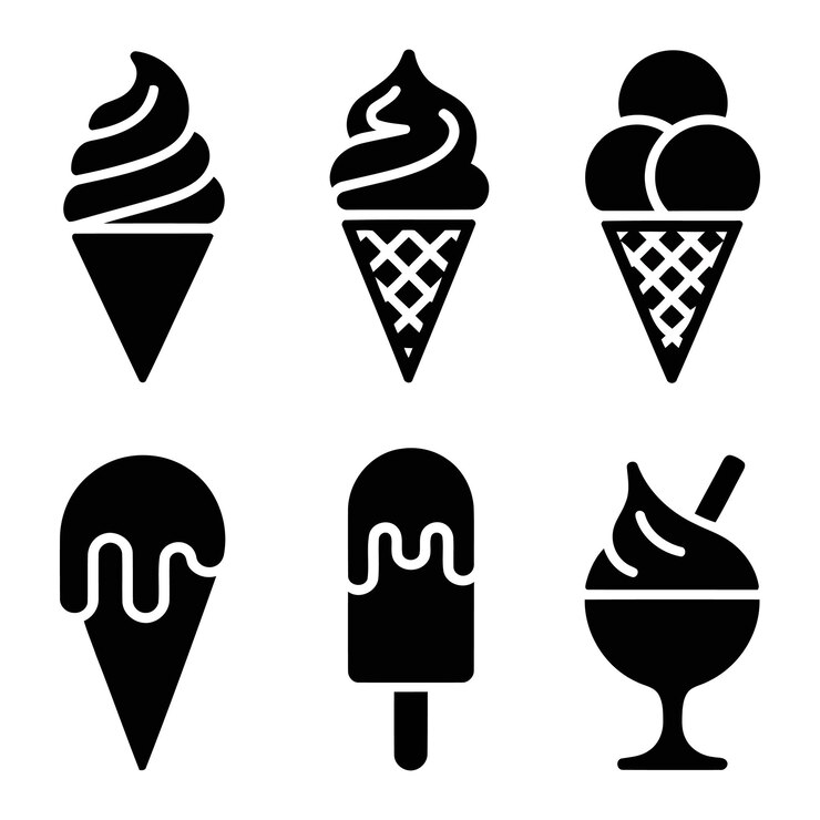 Colección de conos y golosinas de helado