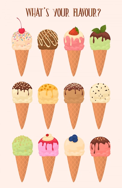 Colección de conos de helado