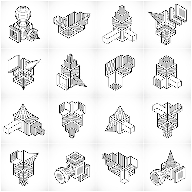 Colección de construcciones de ingeniería, conjunto de vectores abstractos.