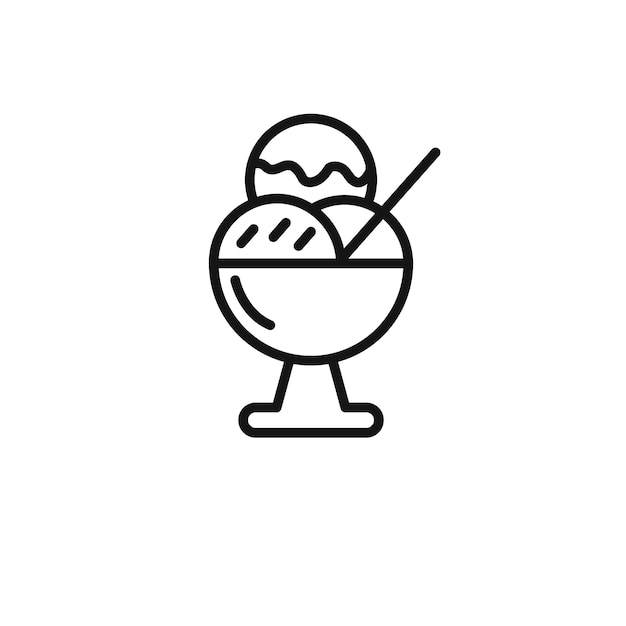 Colección de contorno de icono de helado en negro y sobre fondo blanco