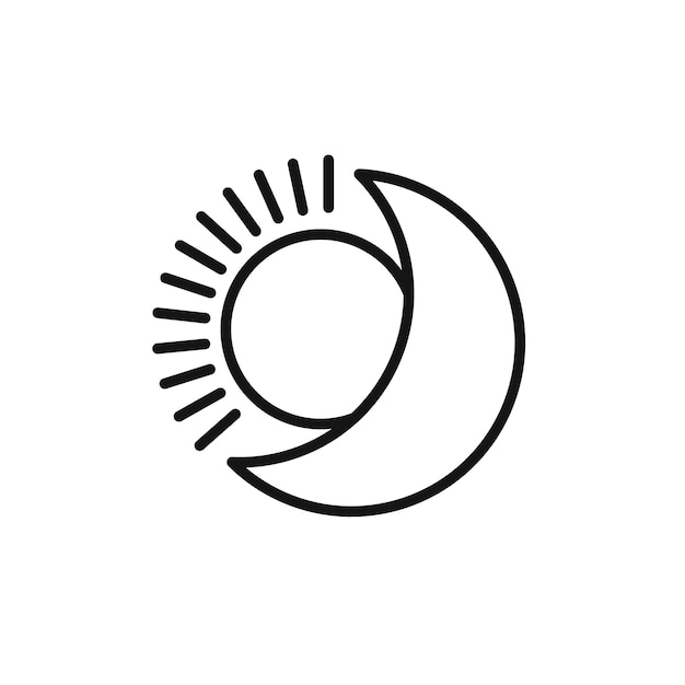 Colección de contorno de íconos del sol y la luna en negro