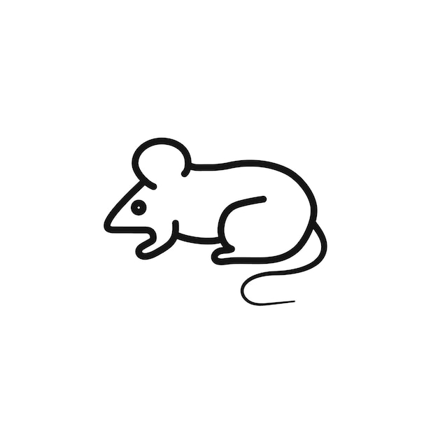 Colección de contornos de iconos de animales del ratón en negro
