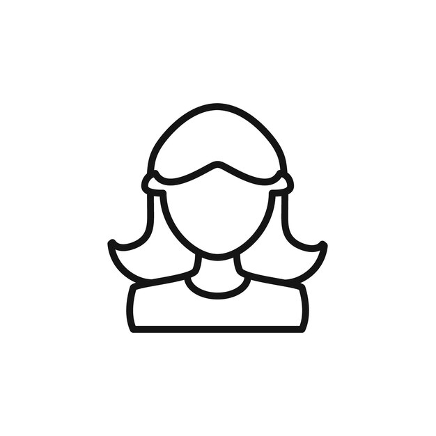 Colección de contornos de íconos femeninos de Avatar en negro y sobre fondo blanco