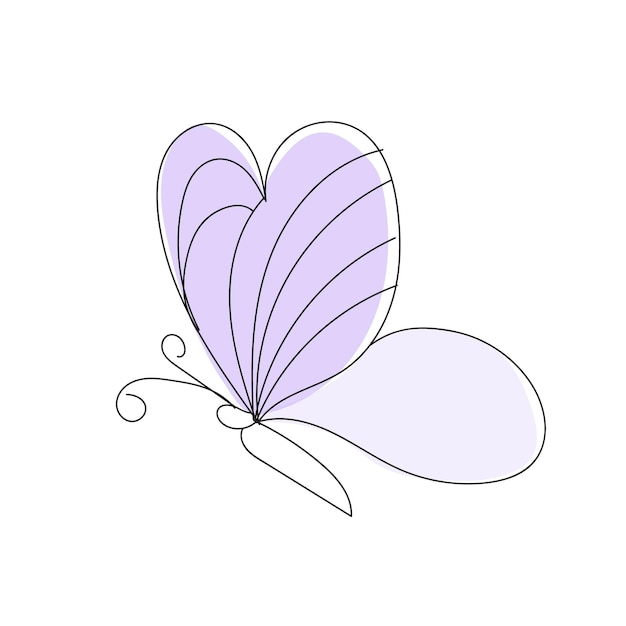 Colección de contornos de mariposas planas lineales