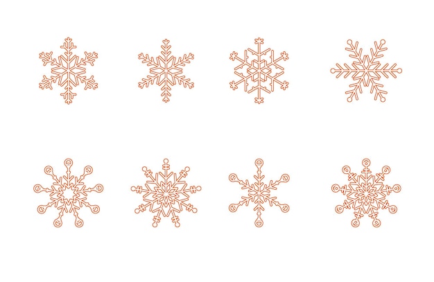 Colección de copos de nieve aislados en vector de diseño de arte de línea plana