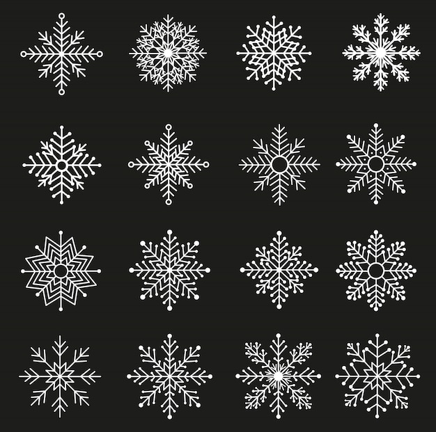 Colección de copos de nieve blanca