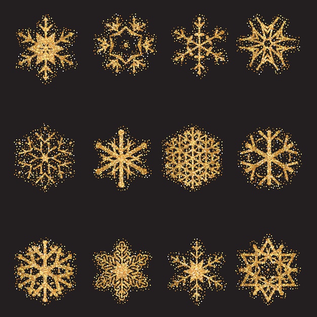 Colección de copos de nieve brillantes