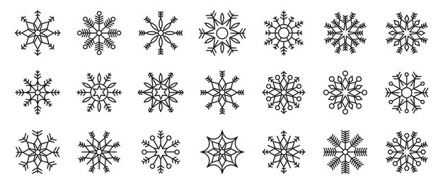 Colección de copos de nieve Formas de copo de nieve Ilustración vectorial