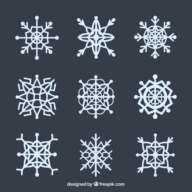Colección de copos de nieve geométricos