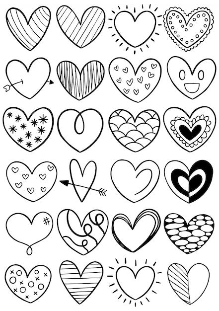 Vector colección de corazón doodle dibujado a mano