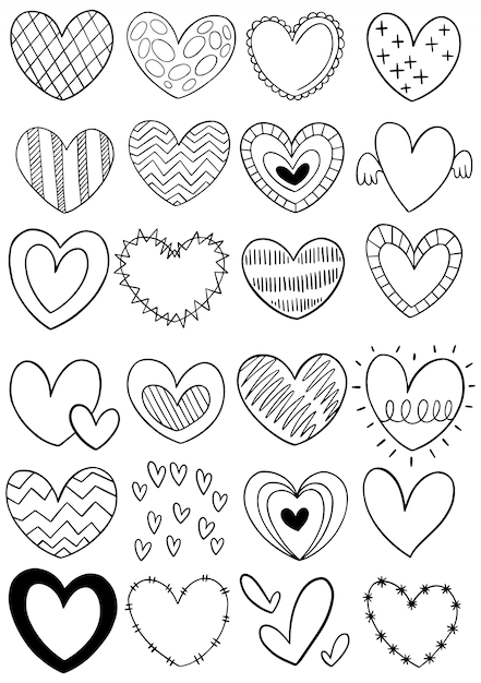 Colección de corazón doodle dibujado a mano