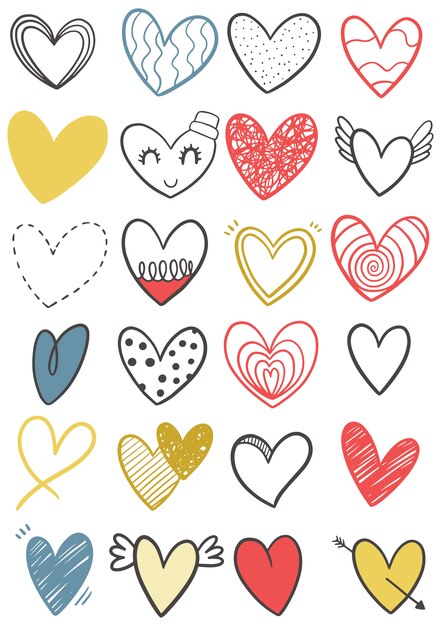 Vector colección de corazón doodle dibujado a mano