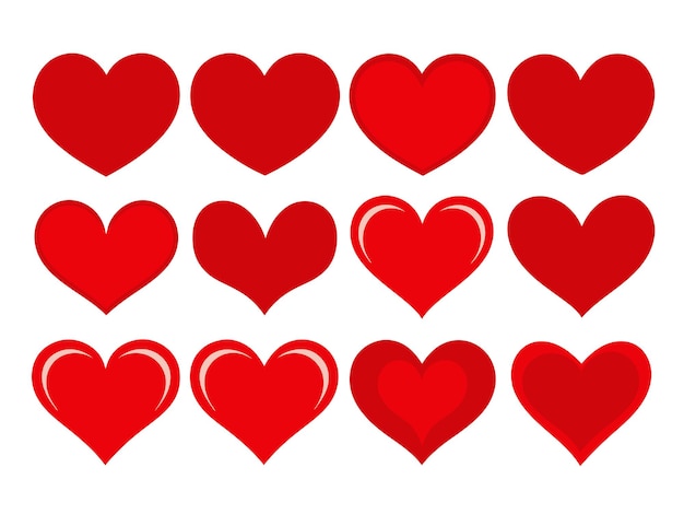 Colección de corazones arte vectorial diferentes formas de corazón