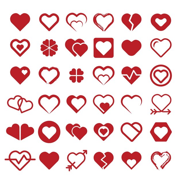 Colección de corazones Conjunto de íconos