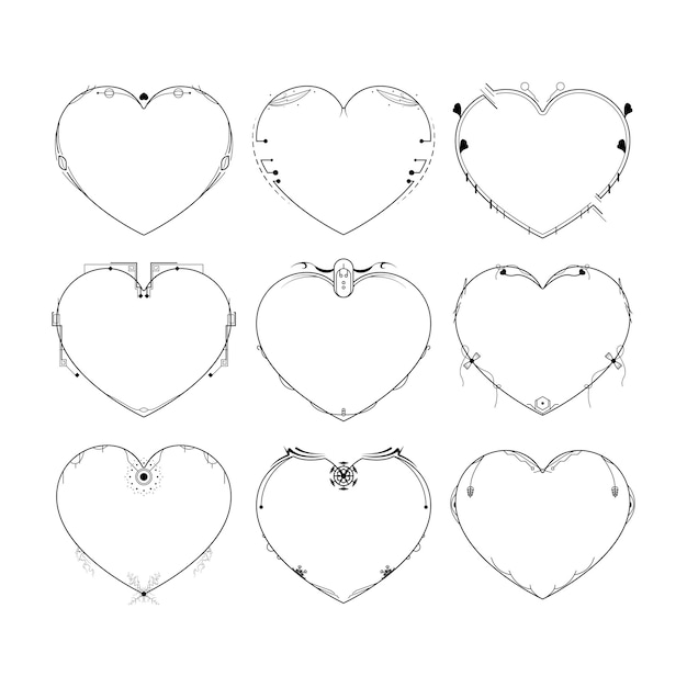 una colección de corazones con un corazón en la parte superior