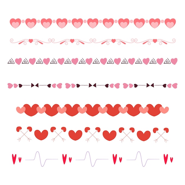 una colección de corazones y corazones con una cinta que dice quot amor quot