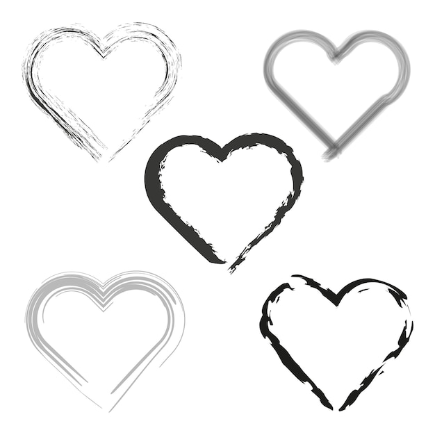 Colección de corazones dibujados a mano Esbozos de símbolos de amor Elementos de diseño romántico Iconos del Día de San Valentín