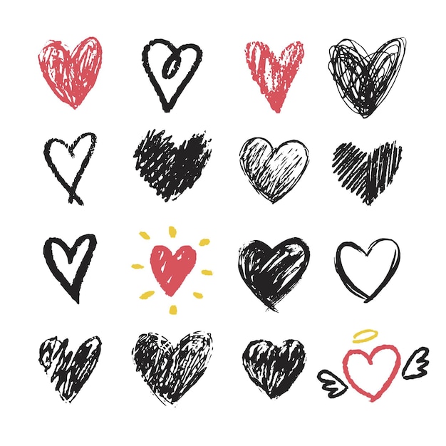 Colección de corazones dibujados a mano