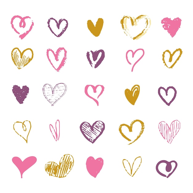 Colección de corazones dibujados a mano