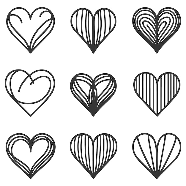 Colección de corazones de Doodle