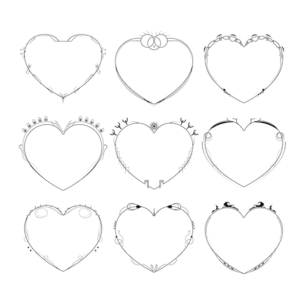 una colección de corazones con un fondo blanco