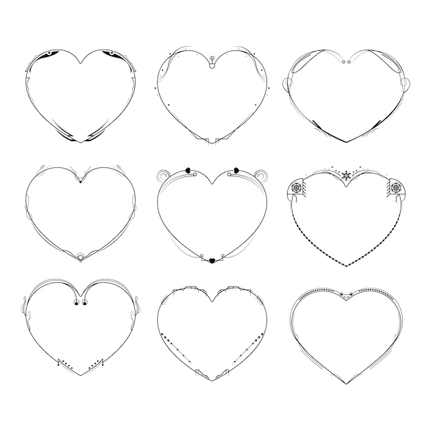una colección de corazones con una forma de corazón en la parte superior