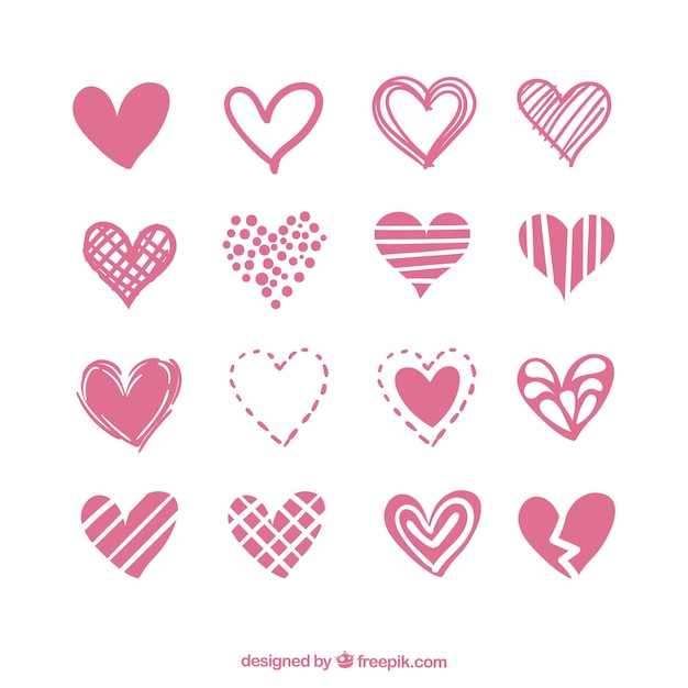 Colección de corazones con variedad de diseños