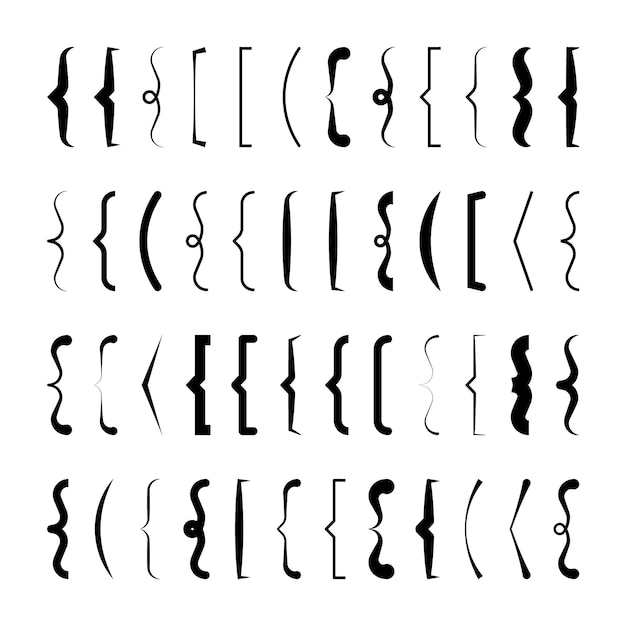 Colección de corchetes de texto cuadro de cotización negro paréntesis cuadrados y de esquina rizados símbolo tipográfico vintage marco de cita caligráfica elemento de letras doodle ilustración vectorial