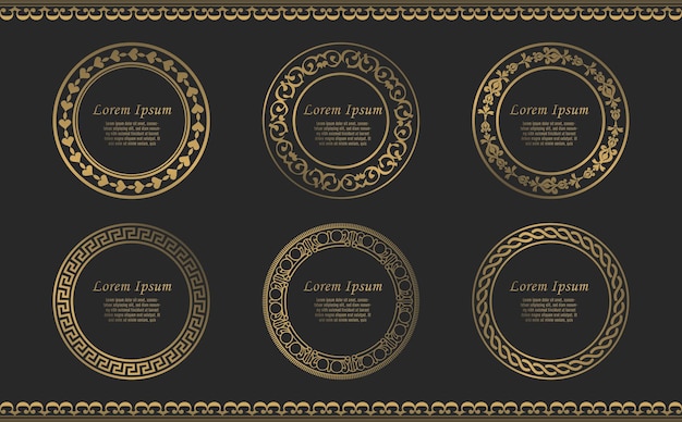 Colección de corona de marco de lujo de círculo dorado