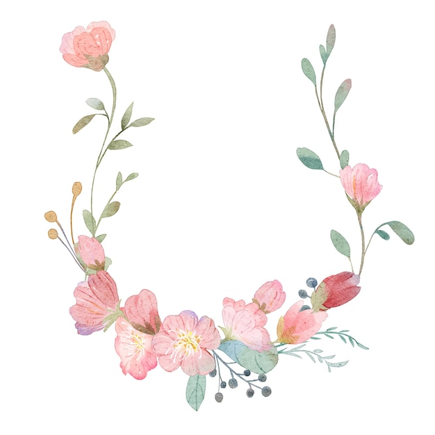 Vector colección de corona de ramo de flores rosa acuarela de vector