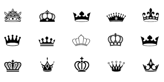 Colección de coronas de arte negro silueta diseño de corona decorativa