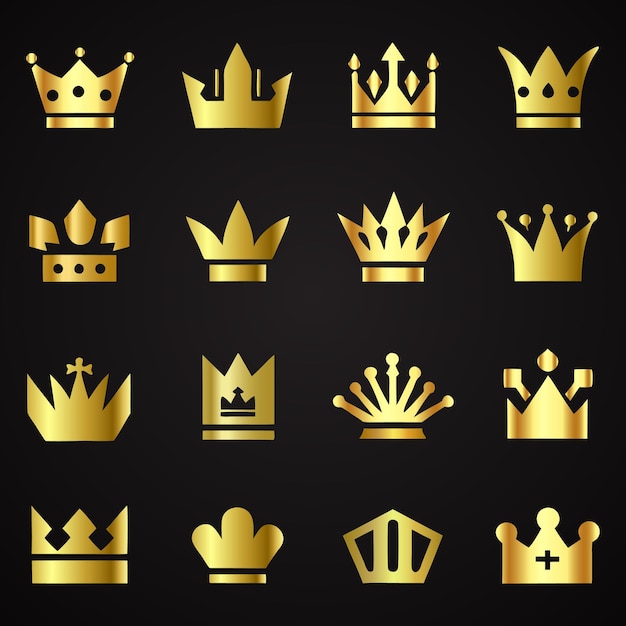 Colección de coronas y emblemas de oro
