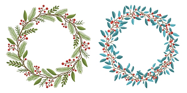 Colección de coronas florales navideñas