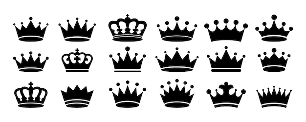 Colección de coronas de gran calidad Conjunto de iconos de coronas Colección de silueta de coronas