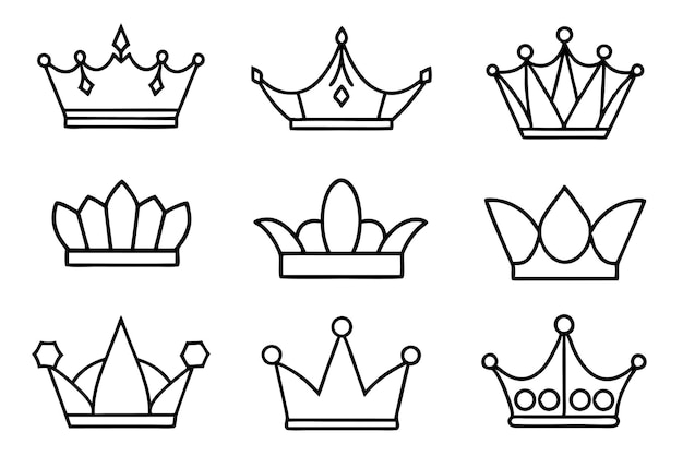 una colección de coronas, incluida una que tiene las palabras corona en ella