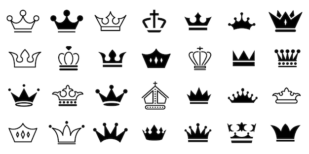 una colección de coronas incluyendo una que dice corona